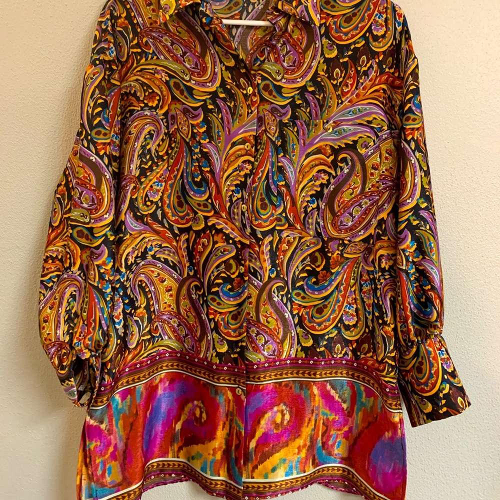 ZARA multicolor satin effect dress shirt